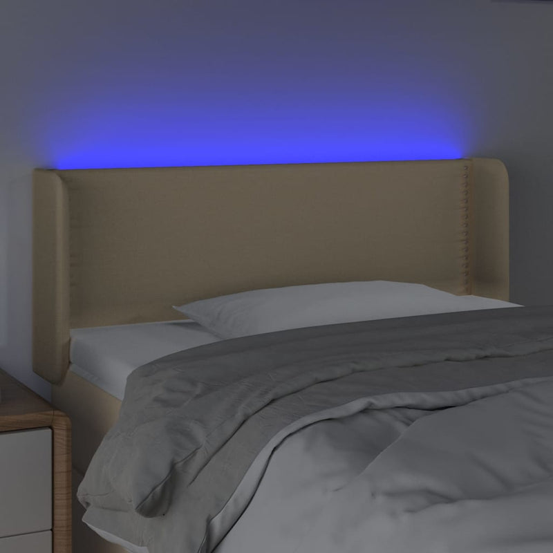 vidaXL krémszínű szövet LED-es fejtámla 93 x 16 x 78/88 cm