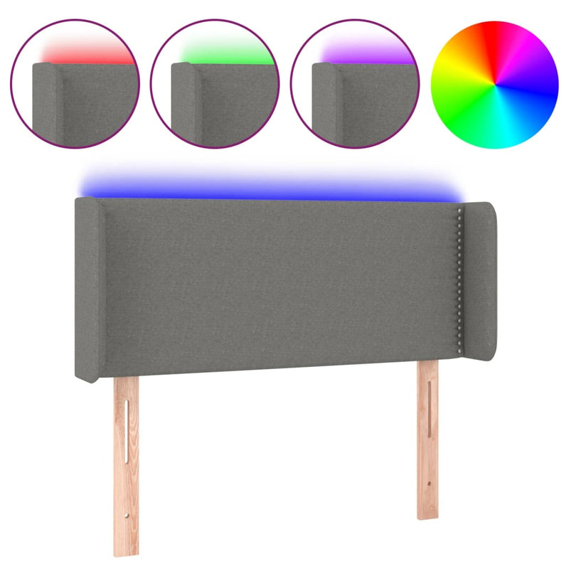 vidaXL sötétszürke szövet LED-es fejtámla 103 x 16 x 78/88 cm