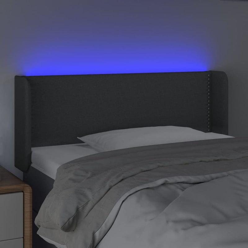 vidaXL sötétszürke szövet LED-es fejtámla 103 x 16 x 78/88 cm