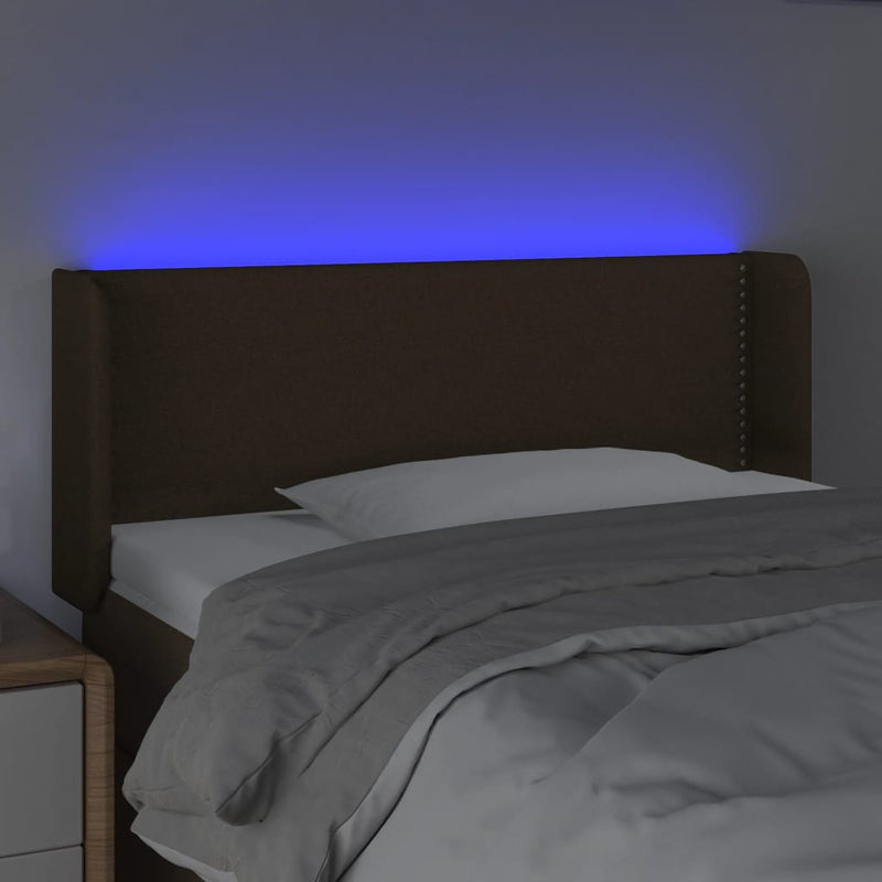 vidaXL sötétbarna szövet LED-es fejtámla 103 x 16 x 78/88 cm