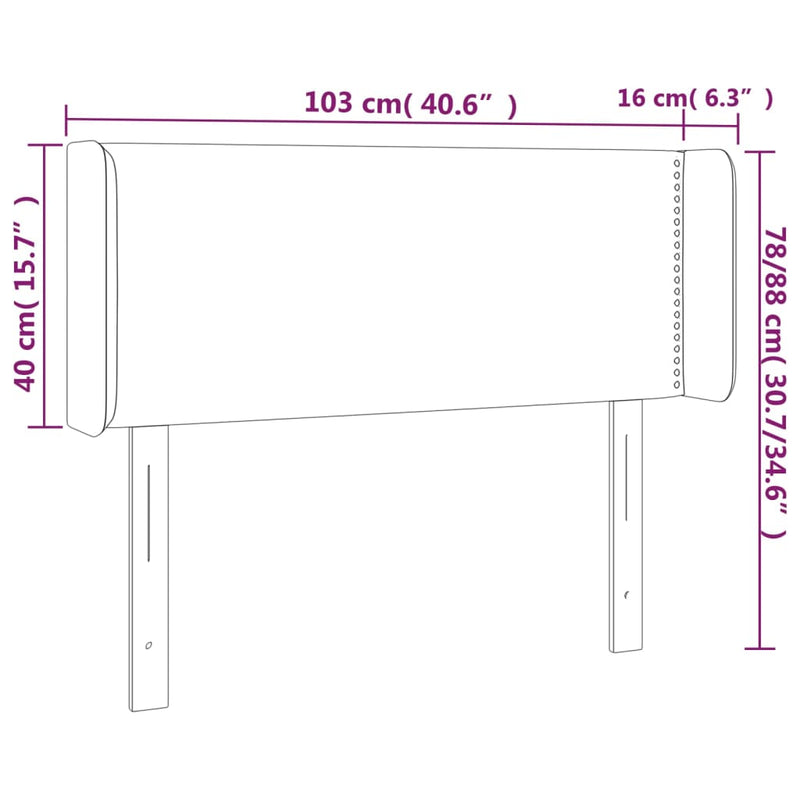 vidaXL sötétbarna szövet LED-es fejtámla 103 x 16 x 78/88 cm
