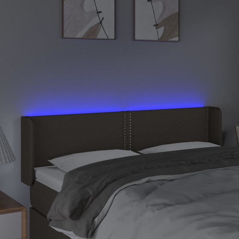 vidaXL tópszínű szövet LED-es fejtámla 147 x 16 x 78/88 cm
