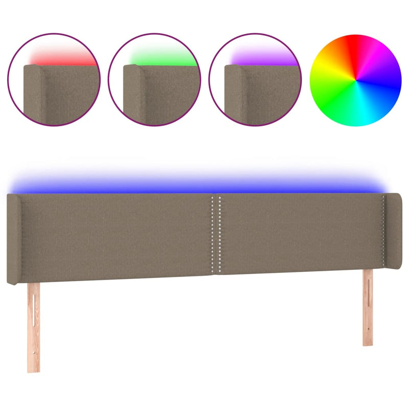 vidaXL tópszínű szövet LED-es fejtámla 163 x 16 x 78/88 cm