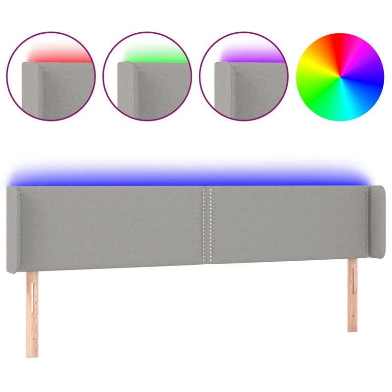 vidaXL világosszürke szövet LED-es fejtámla 183 x 16 x 78/88 cm