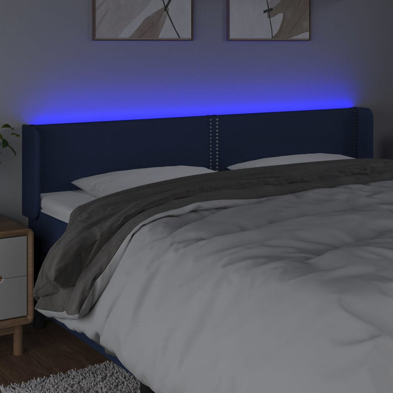 vidaXL kék szövet LED-es fejtámla 183 x 16 x 78/88 cm