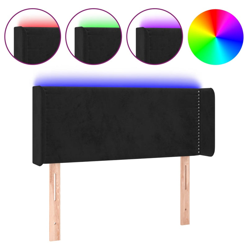vidaXL fekete bársony LED-es fejtámla 83 x 16 x 78/88 cm