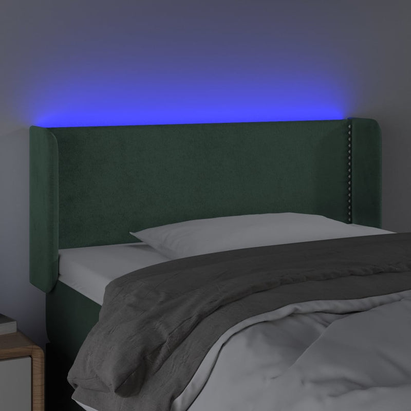 vidaXL sötétzöld bársony LED-es fejtámla 83 x 16 x 78/88 cm