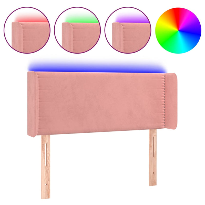 vidaXL rózsaszín bársony LED-es fejtámla 83 x 16 x 78/88 cm