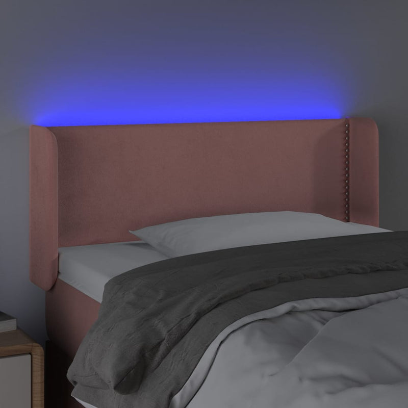 vidaXL rózsaszín bársony LED-es fejtámla 83 x 16 x 78/88 cm