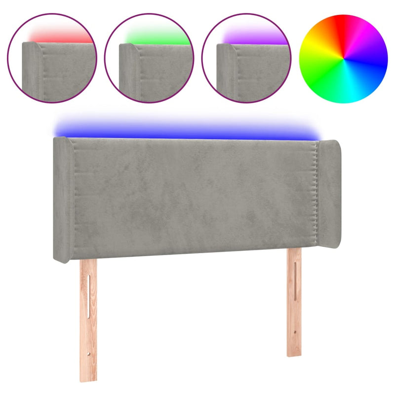 vidaXL világosszürke bársony LED-es fejtámla 93 x 16 x 78/88 cm