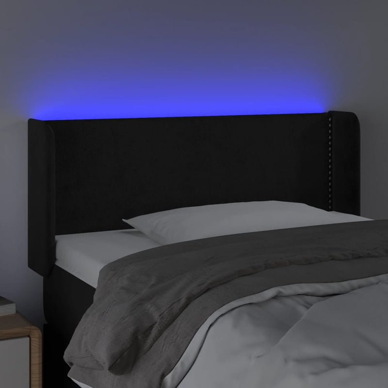 vidaXL fekete bársony LED-es fejtámla 93 x 16 x 78/88 cm