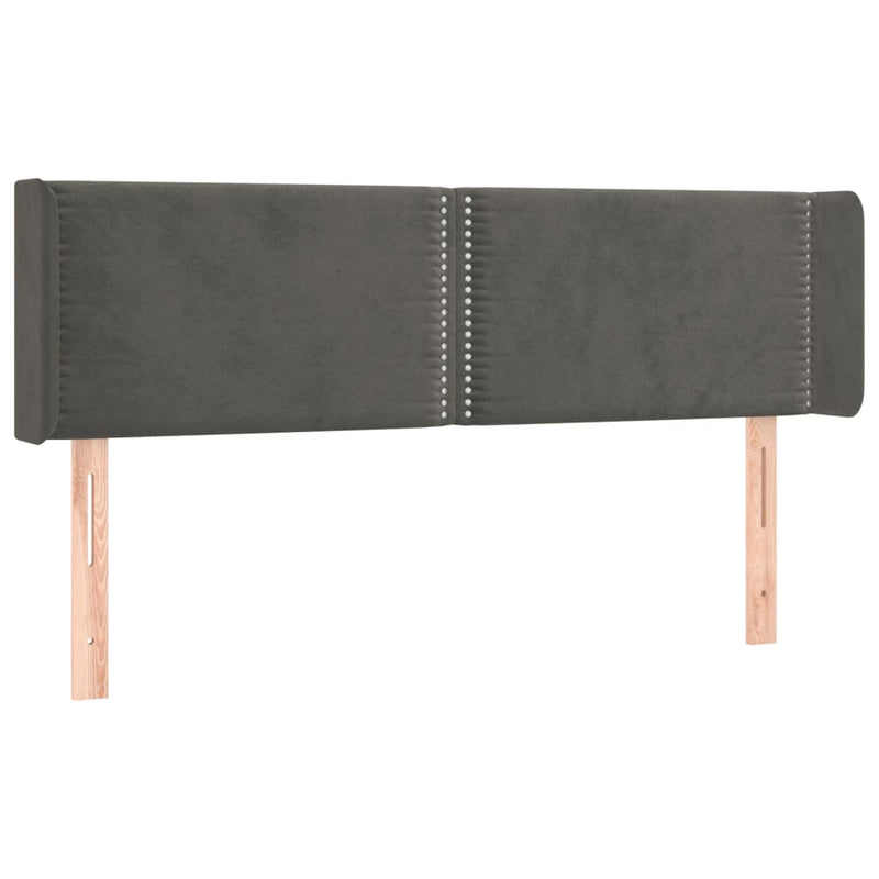 vidaXL sötétszürke bársony LED-es fejtámla 147 x 16 x 78/88 cm
