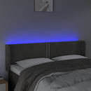 vidaXL sötétszürke bársony LED-es fejtámla 147 x 16 x 78/88 cm