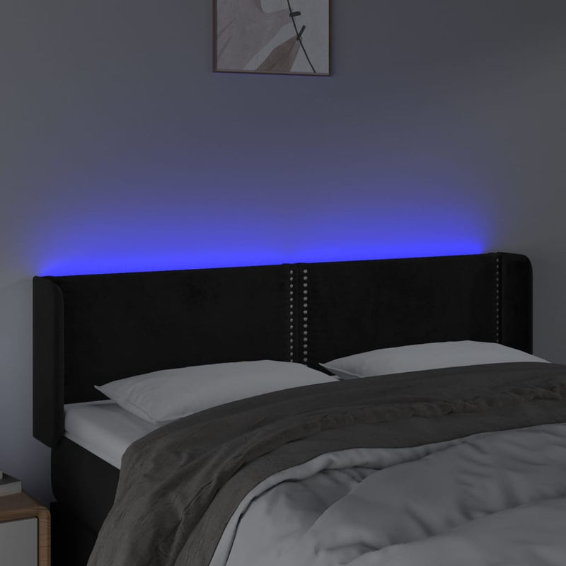 vidaXL fekete bársony LED-es fejtámla 147 x 16 x 78/88 cm