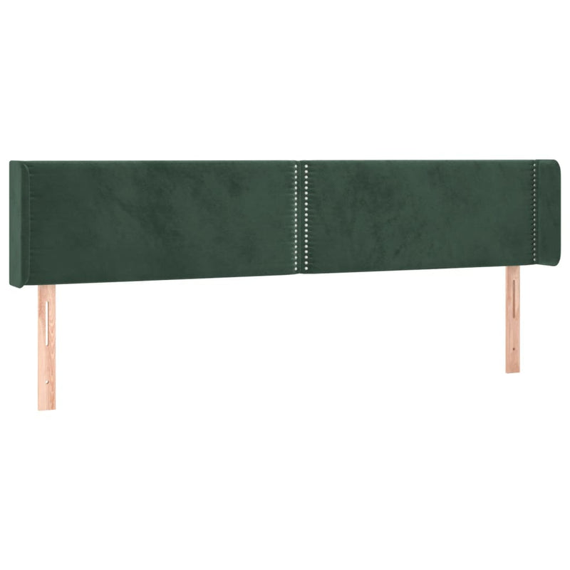 vidaXL sötétzöld bársony LED-es fejtámla 163 x 16 x 78/88 cm