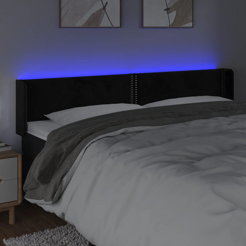 vidaXL fekete bársony LED-es fejtámla 183 x 16 x 78/88 cm