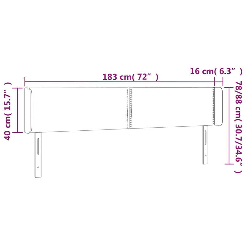 vidaXL sötétzöld bársony LED-es fejtámla 183 x 16 x 78/88 cm