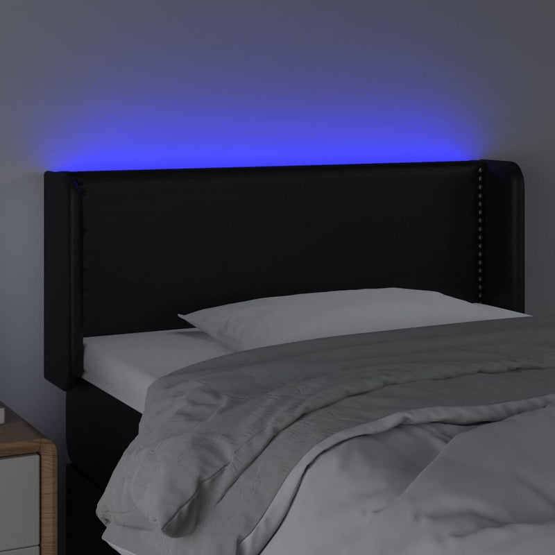 vidaXL fekete műbőr LED-es fejtámla 83 x 16 x 78/88 cm