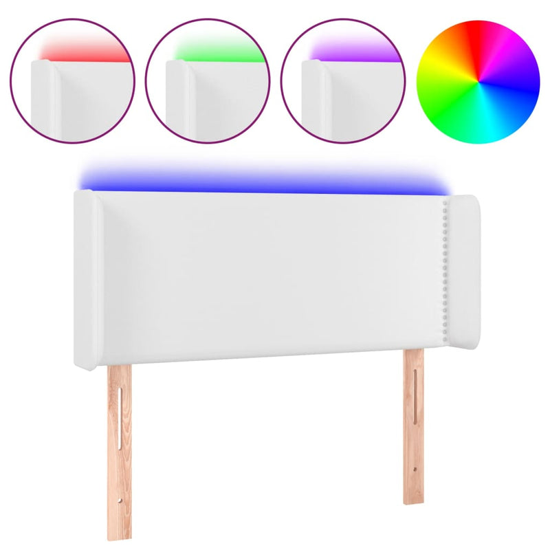 vidaXL fehér műbőr LED-es fejtámla 83x16x78/88 cm
