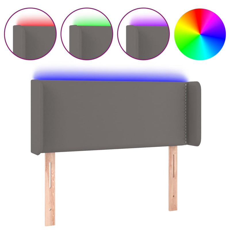 vidaXL szürke műbőr LED-es fejtámla 83x16x78/88 cm