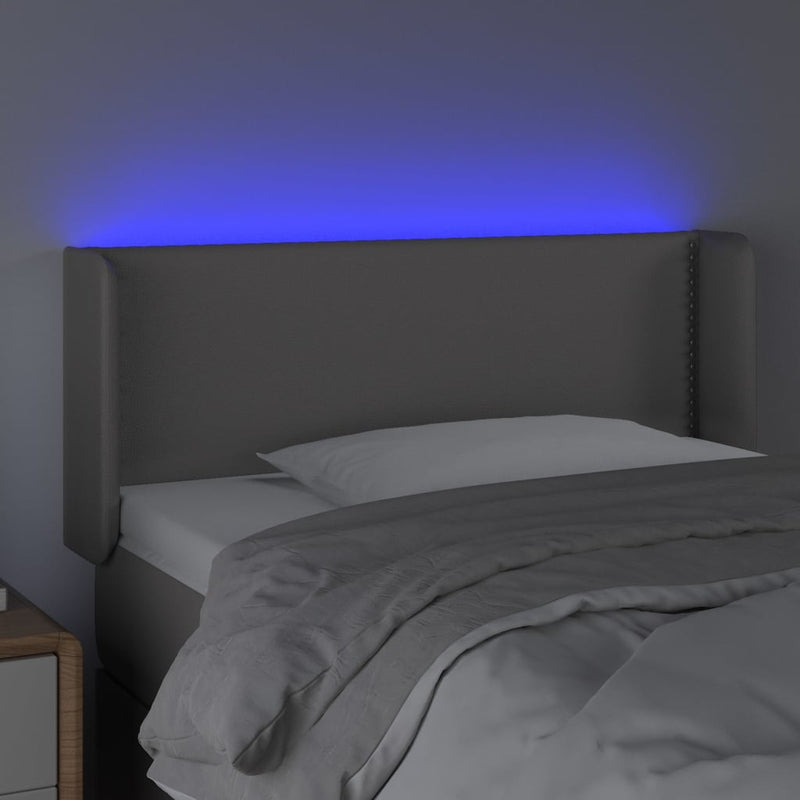 vidaXL szürke műbőr LED-es fejtámla 83x16x78/88 cm