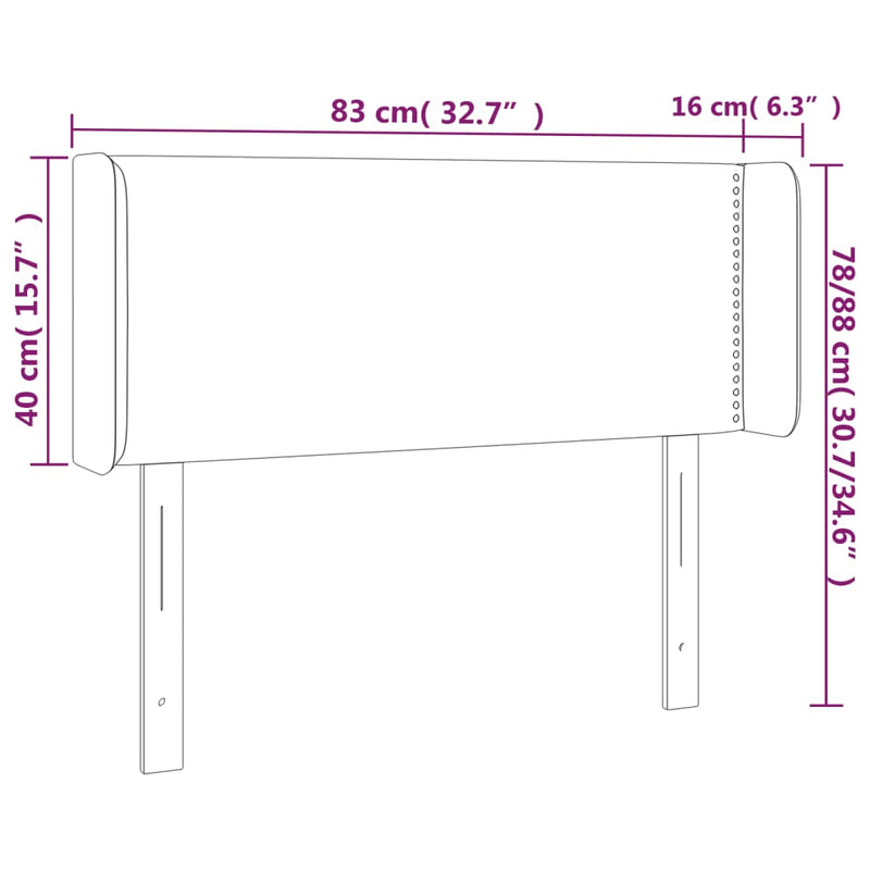 vidaXL szürke műbőr LED-es fejtámla 83x16x78/88 cm