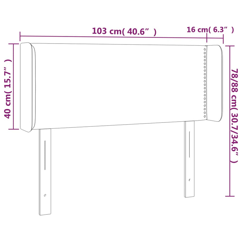 vidaXL fekete műbőr LED-es fejtámla 103 x 16 x 78/88 cm
