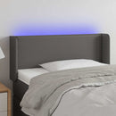 vidaXL szürke műbőr LED-es fejtámla szárnyakkal 103x16x78/88 cm