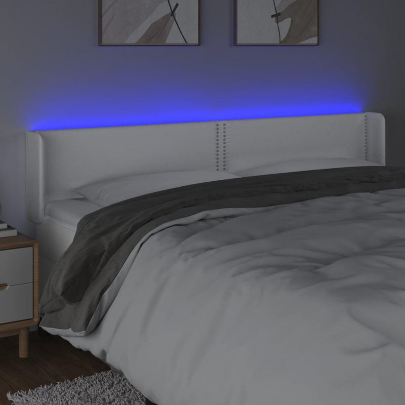 vidaXL fehér műbőr LED-es fejtámla 163x16x78/88 cm