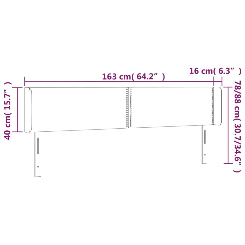 vidaXL fehér műbőr LED-es fejtámla 163x16x78/88 cm