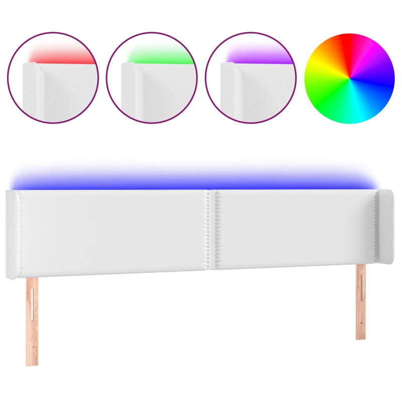 vidaXL fehér műbőr LED-es fejtámla 183x16x78/88 cm