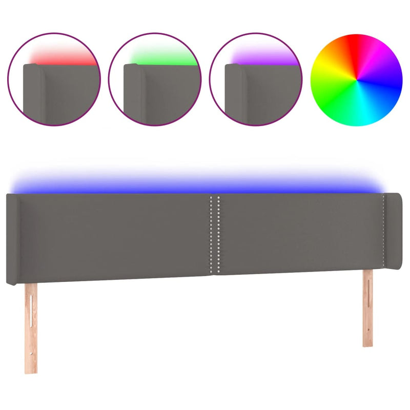 vidaXL szürke műbőr LED-es fejtámla 183x16x78/88 cm
