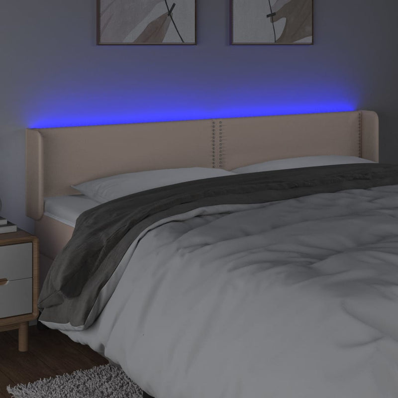 vidaXL cappuccino színű műbőr LED-es fejtámla 183x16x78/88 cm