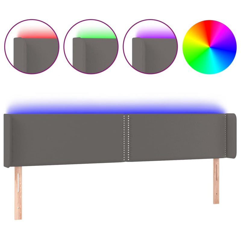 vidaXL szürke bársony LED-es fejtámla 203x16x78/88 cm