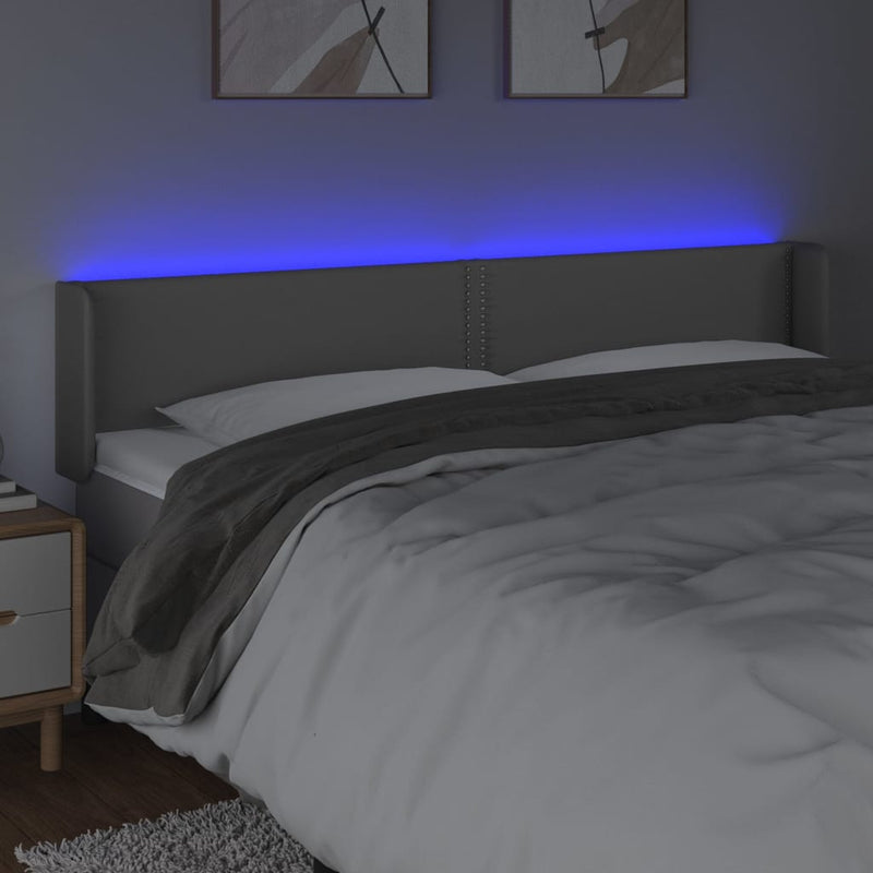 vidaXL szürke bársony LED-es fejtámla 203x16x78/88 cm