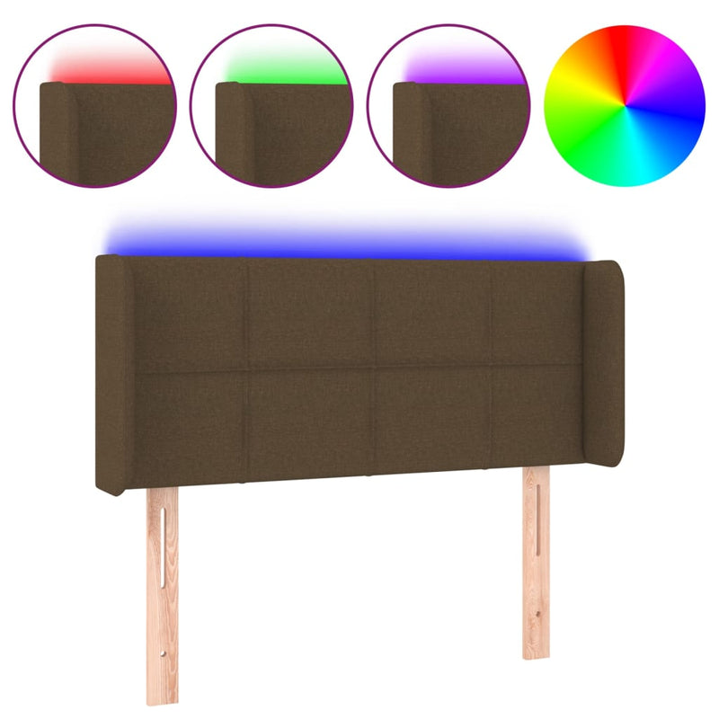 vidaXL sötétbarna szövet LED-es fejtámla 83 x 16 x 78/88 cm