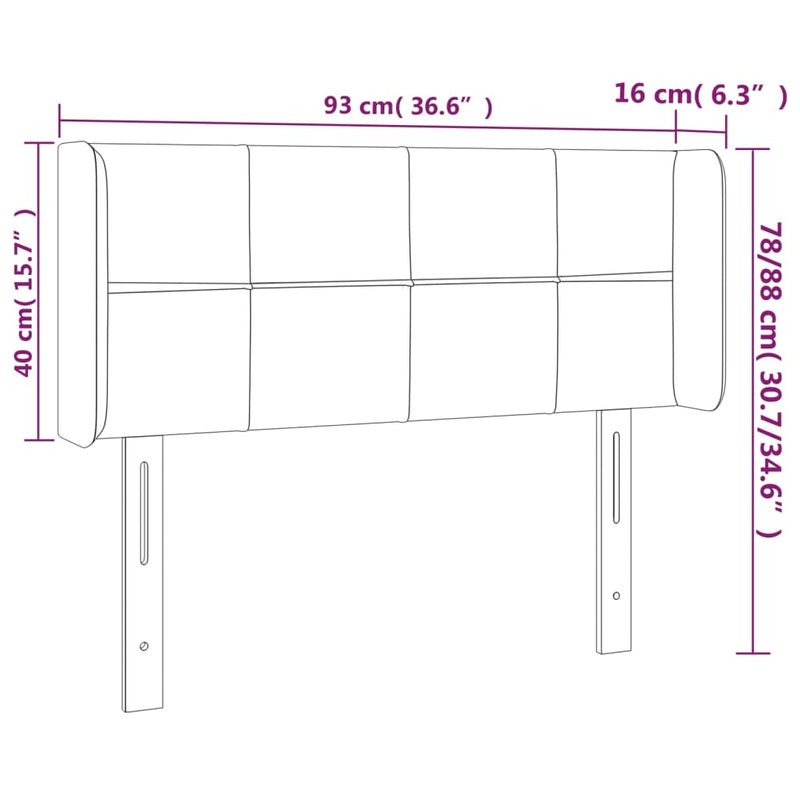 vidaXL sötétszürke szövet LED-es fejtámla 93 x 16 x 78/88 cm