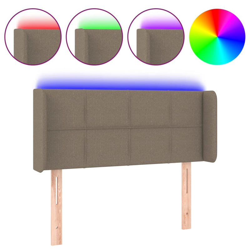 vidaXL tópszínű szövet LED-es fejtámla 93 x 16 x 78/88 cm