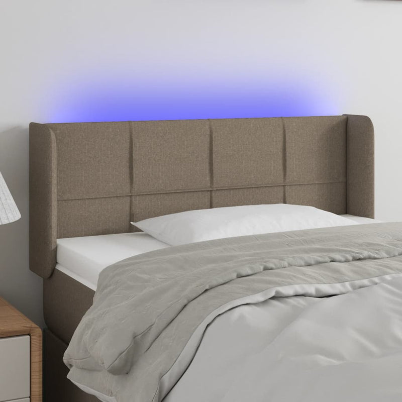 vidaXL tópszínű szövet LED-es fejtámla 93 x 16 x 78/88 cm
