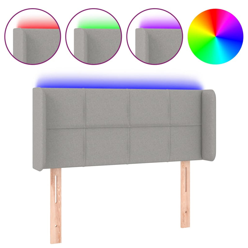 vidaXL világosszürke szövet LED-es fejtámla 103 x 16 x 78/88 cm