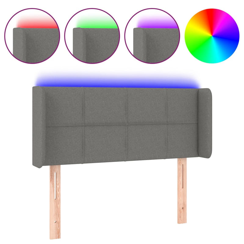 vidaXL sötétszürke szövet LED-es fejtámla 103 x 16 x 78/88 cm