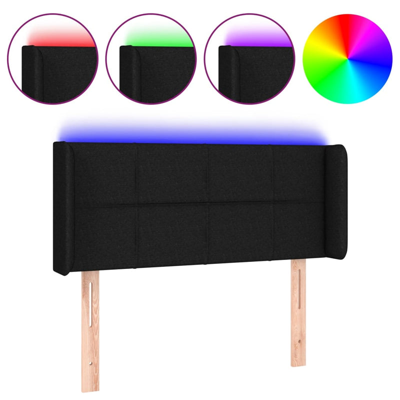 vidaXL fekete szövet LED-es fejtámla 103 x 16 x 78/88 cm