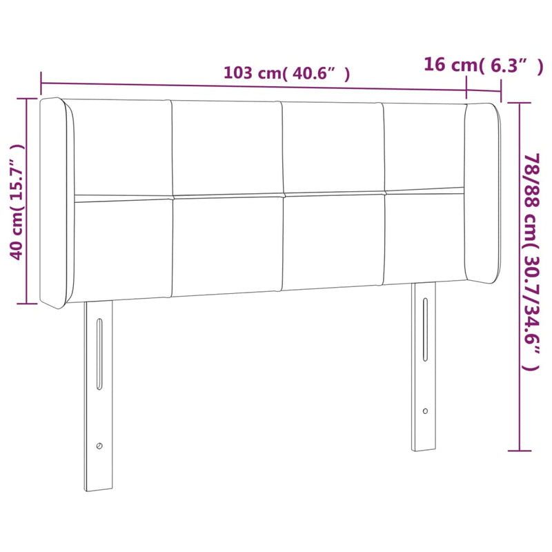 vidaXL fekete szövet LED-es fejtámla 103 x 16 x 78/88 cm