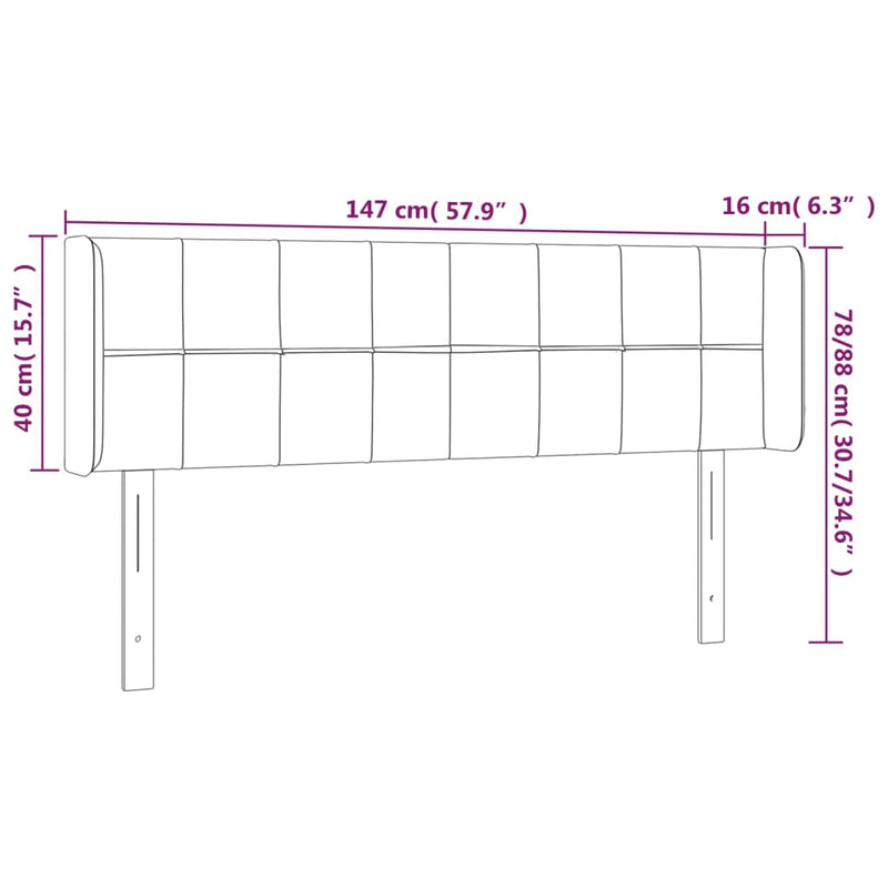vidaXL fekete szövet LED-es fejtámla 147 x 16 x 78/88 cm