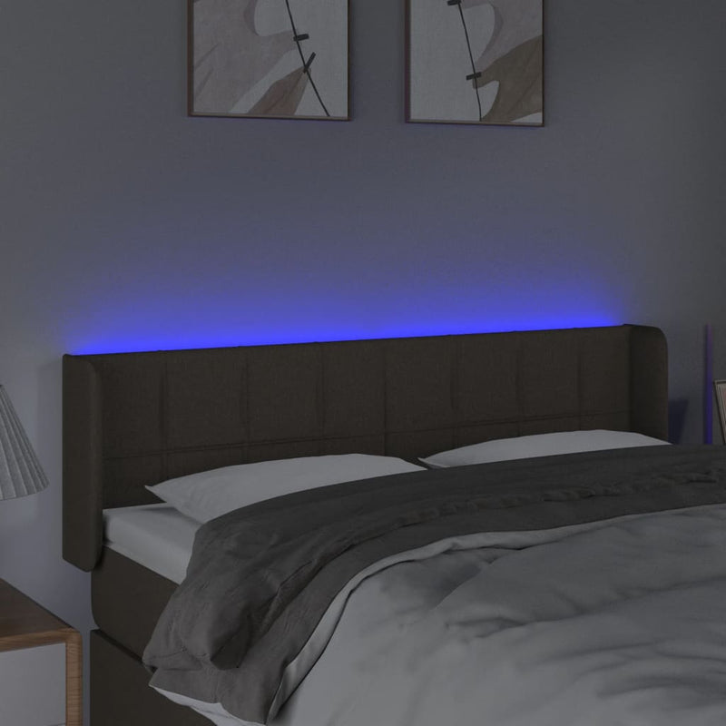 vidaXL tópszínű szövet LED-es fejtámla 147 x 16 x 78/88 cm