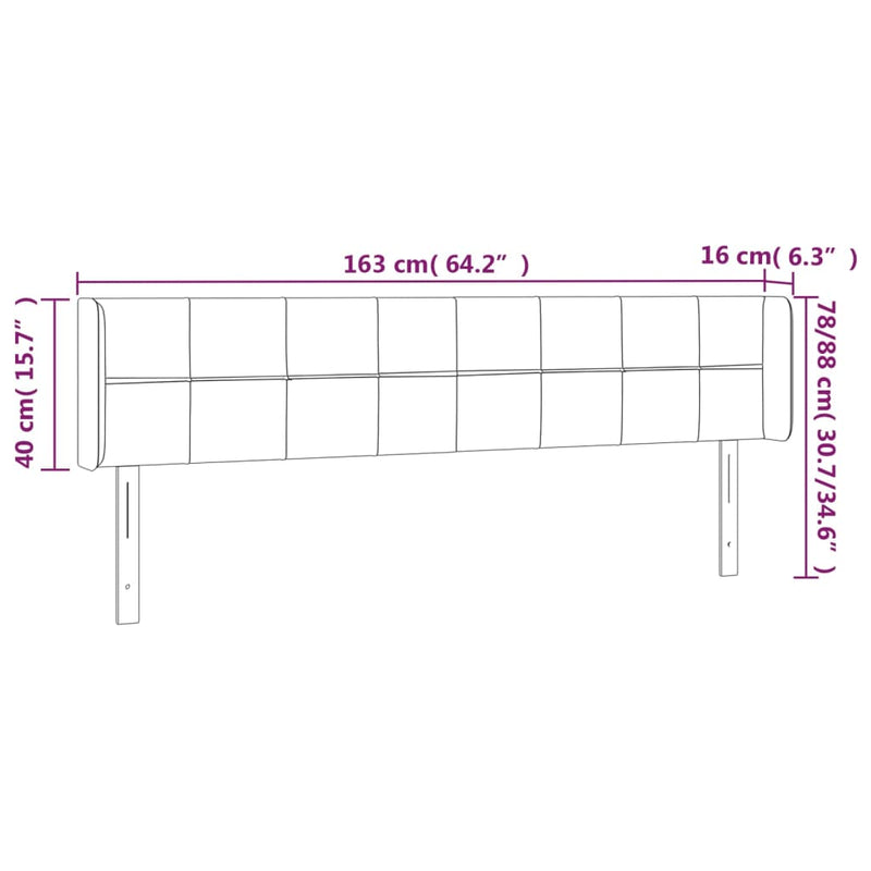 vidaXL sötétszürke szövet LED-es fejtámla 163 x 16 x 78/88 cm