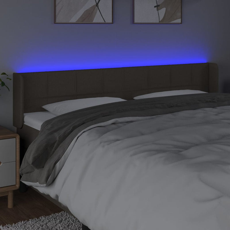 vidaXL tópszínű szövet LED-es fejtámla 163 x 16 x 78/88 cm