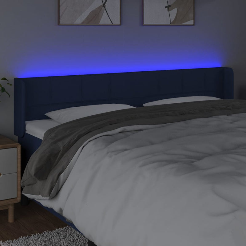 vidaXL kék szövet LED-es fejtámla 163 x 16 x 78/88 cm
