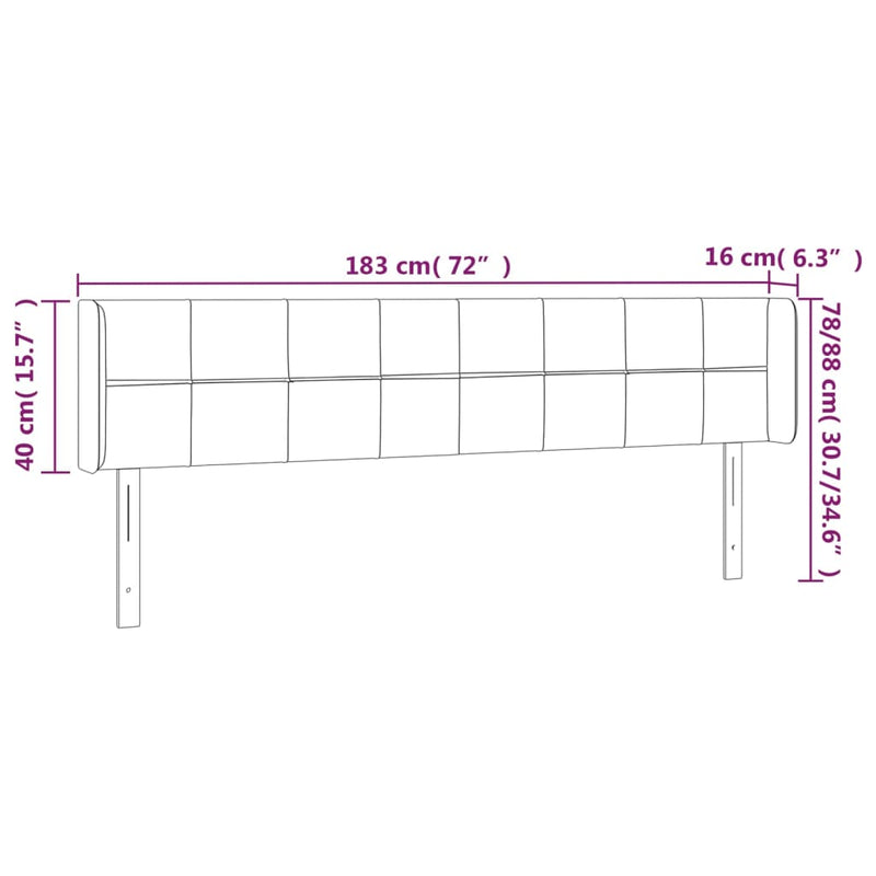 vidaXL sötétbarna szövet LED-es fejtámla 183 x 16 x 78/88 cm