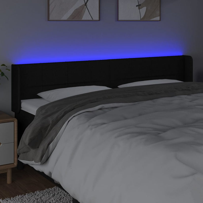 vidaXL fekete szövet LED-es fejtámla 203 x 16 x 78/88 cm